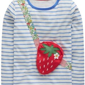 Mini Boden Striped Shirt with Strawberry Zipper Pocket